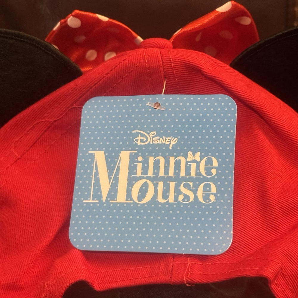 NWT Disney Minnie Mouse Adjustable Girl Hat Ears And Bow Cap - Picture 6 of 8
